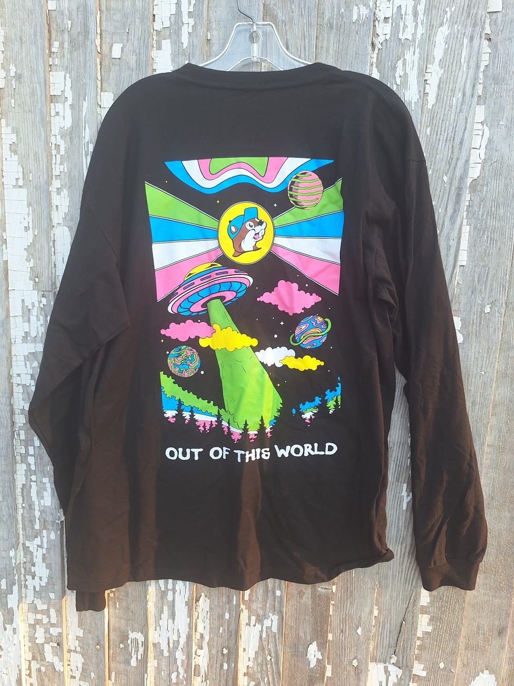 Buc-ees's Out of This World Black Long Sleeve Graphic Tee Size Large